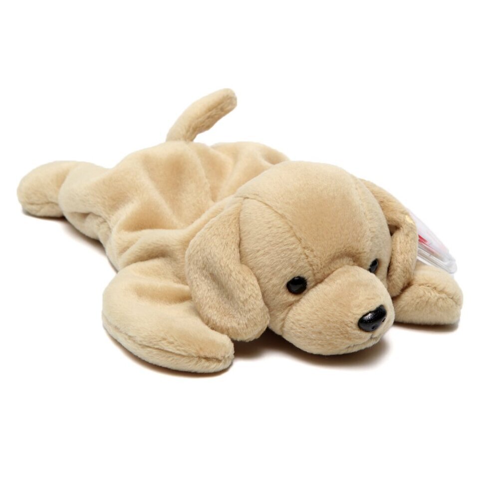 Vintage FETCH 1998 TY Beanie Baby Puppy Dog Stuffed Animal Beige Collectable